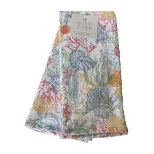 Sigrid Olsen Kitchen Dish Towels Set of 2 Starfish Shells Beach House White Blue